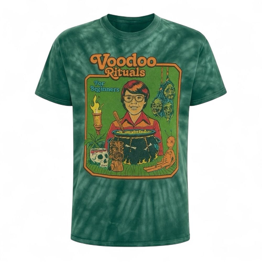 Steven Rhodes Voodoo Rituals Tee XL Green Tie Dye Retro Horror